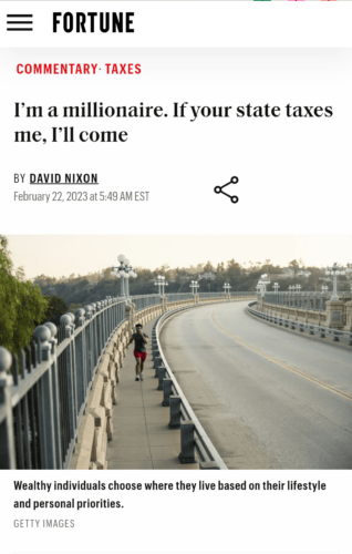 I’m a millionaire. If your state taxes me, I’ll come